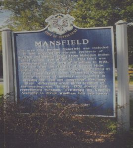 Mansfield History sign located in Connecticut